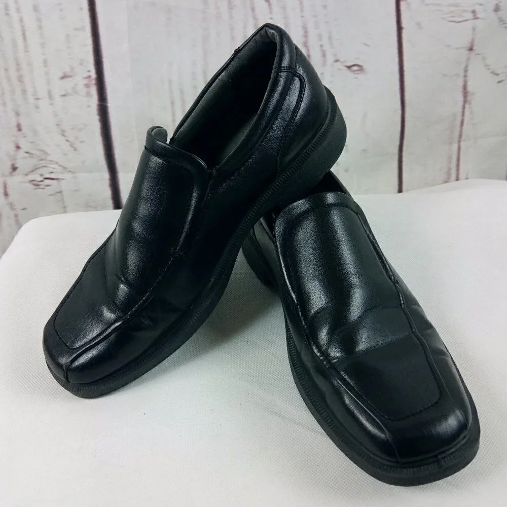 Deer Stags Green Point Men's Black Faux Leather Slip On Loafer Shoes
